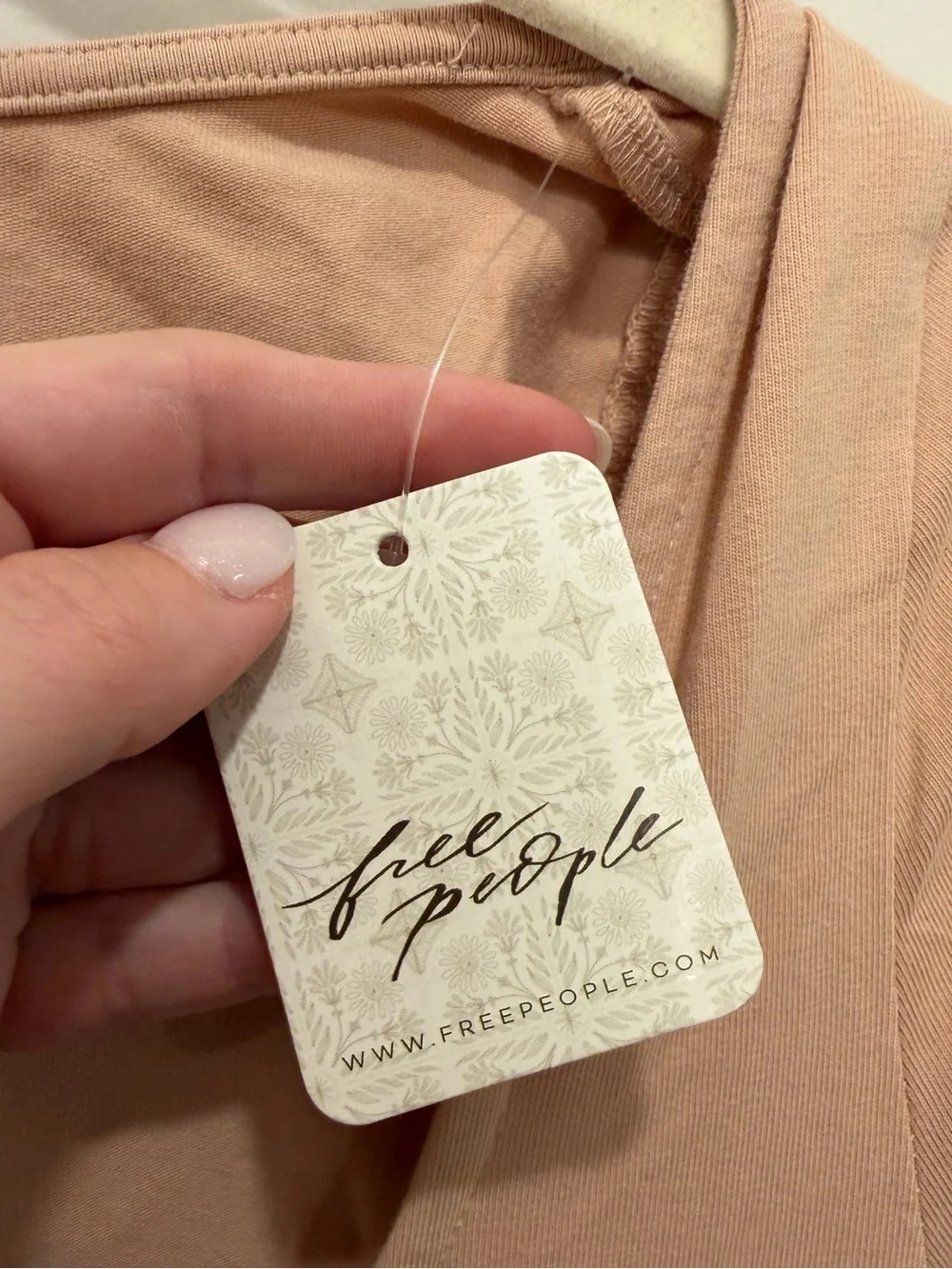 Free People Onda Long Sleeve Stretch Cotton Minidress Taupe NWT Size Small